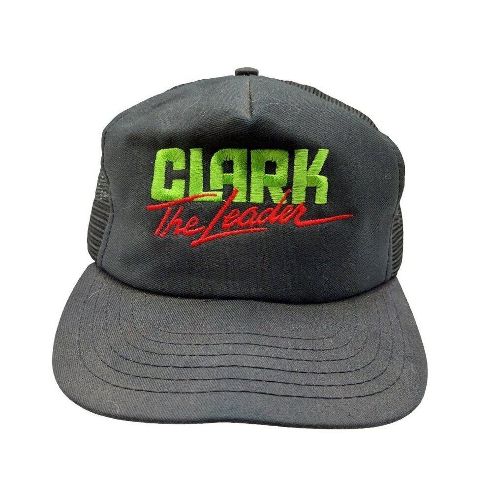 Clarks Logo Black Mesh Trucker Hat with Green & Red Embroidery